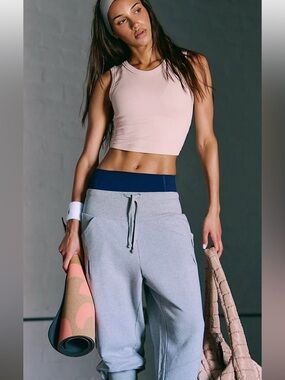 FP Movement by Free People Blush Pink Ribbed Cropped Tank